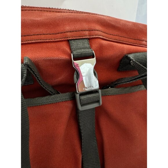 PRADA Vintage Duffle Bag Handbag Orange Nylon Travel Unisex - Picture 2 of 16